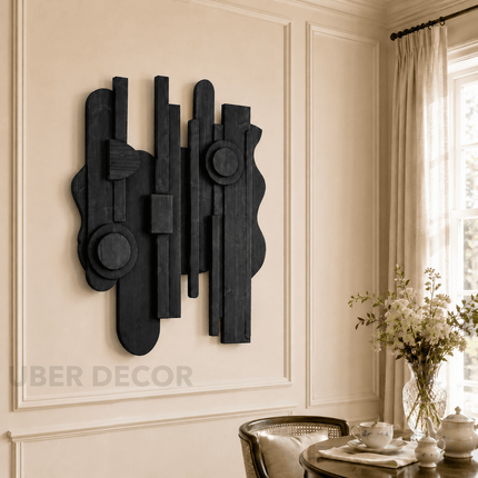Linear Rhythm Sculptural Wooden Wall Art – Modern Vertical Relief for Living Room