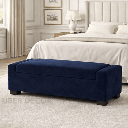 Marlow Rectangular Storage Bench with Hinged Lid for Modern Living Room & Bedroom Organizer for Seating, Footrest & Hidden Storage