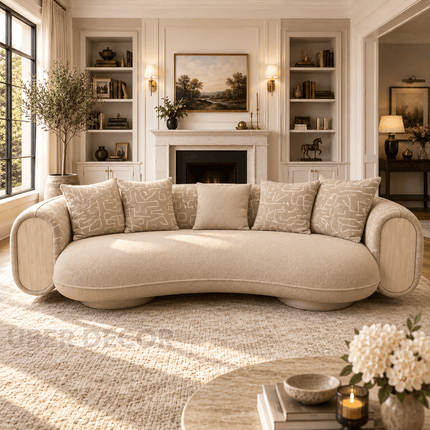 Verde Halo Beige Boucle Sofa Organic Curved Designer Couch Ready to Ship - product image 3