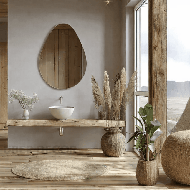 Remi Frameless HD Mirror – Abstract Pond-Shaped Wall Mirror for Bathroom, Living Room & Entryway