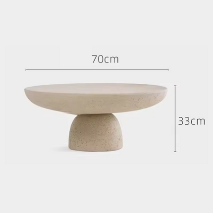Cam Coffee Table Set of 3, Sculptural Modern European Textured Stone Center and Side Tables for Living Room