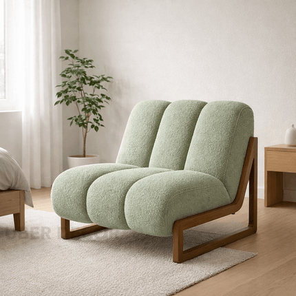 Pure Nest Bedroom Chair Mid Century Modern Scandinavian Inspired Solid Wood Frame Fixed Base Cozy Chair Living Room and Bedroom