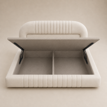 Dusk Aura Floating Bed – Oversized Curved Headboard Platform Bed