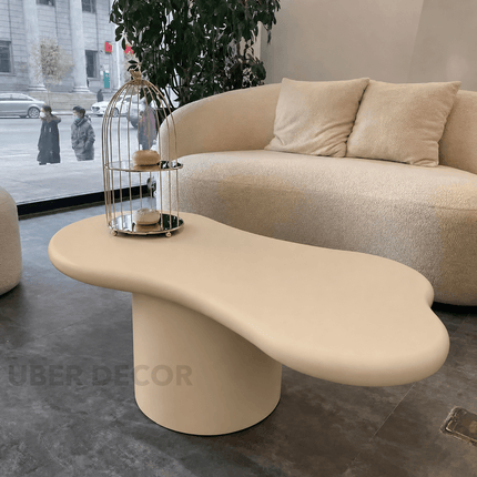 Shannon Nordic Cloud Coffee Table Sculptural Solid Wood Top Minimalist Statement for Living Rooms and Lounges