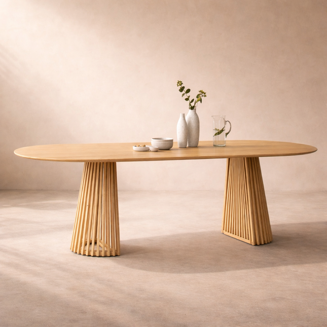 Oaknest Oval Dining Table Modern Solid Wood Dining Table Mid Century Modern Scandinavian Design for Dining Room Kitchen Dining Area