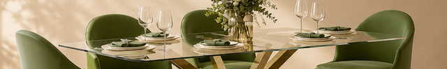 Crystalhaven Dining Table with Tempered Glass Top Modern Luxury Design for Dining Room and Kitchen Area