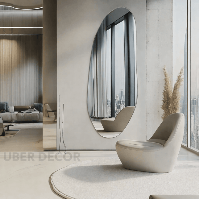 Aeris Frameless HD Mirror – Full-Length Arched Floor Mirror Leaning or Standing Design for Bedroom, Living Room & Dressing Areas