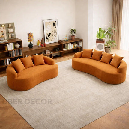 Oslen Japandi Curved Sofa Oversized Wabi Sabi Style Couch for Living Room