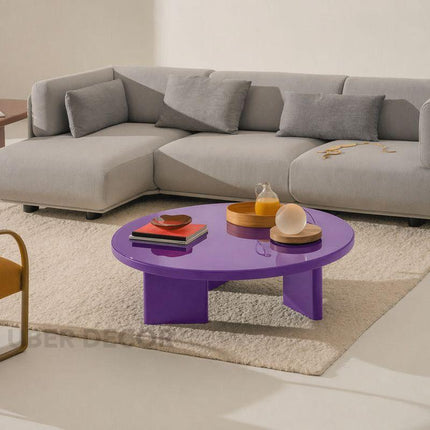 Potomac Modern Round Minimalist Glossy Center Table with Three-Panel Base for Living Room