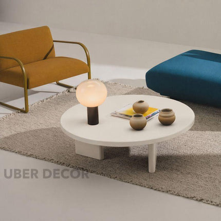 Potomac Modern Round Minimalist Glossy Center Table with Three-Panel Base for Living Room