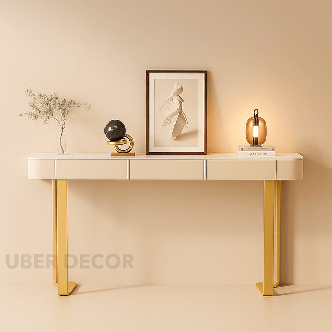Serenno Luxe Console Table – Nordic Modern Storage Console with Marble Top for Elegant Hallways & Living Spaces