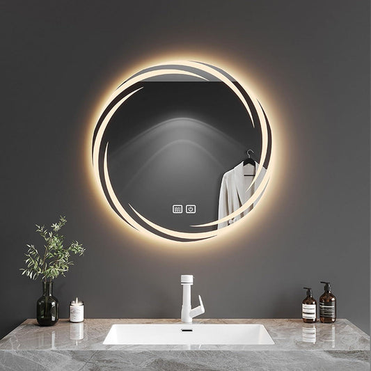 Artistic Swirl Round LED Mirror