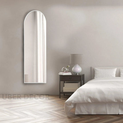CurveTop Reflection Wall Mirror- Slim Arched Shape Metal Full-Length Dressing Mirror for Bedroom