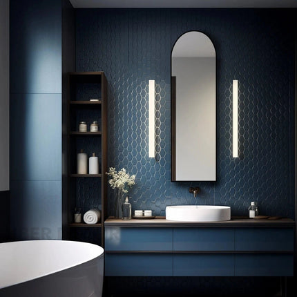 CurveTop Reflection Wall Mirror- Slim Arched Shape Metal Full-Length Dressing Mirror for Bedroom