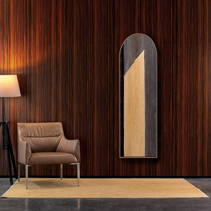 CurveTop Reflection Wall Mirror- Slim Arched Shape Metal Full-Length Dressing Mirror for Bedroom