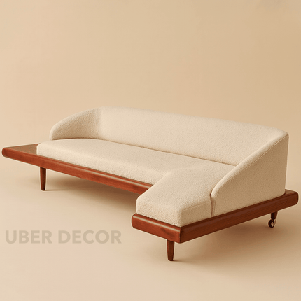 Dallas 4-Seater Modern Sectional Sofa Wooden Base Neutral Upholstered Couch for Living Room