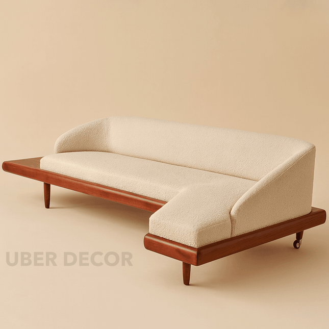 Dallas 4-Seater Modern Sectional Sofa Wooden Base Neutral Upholstered Couch for Living Room