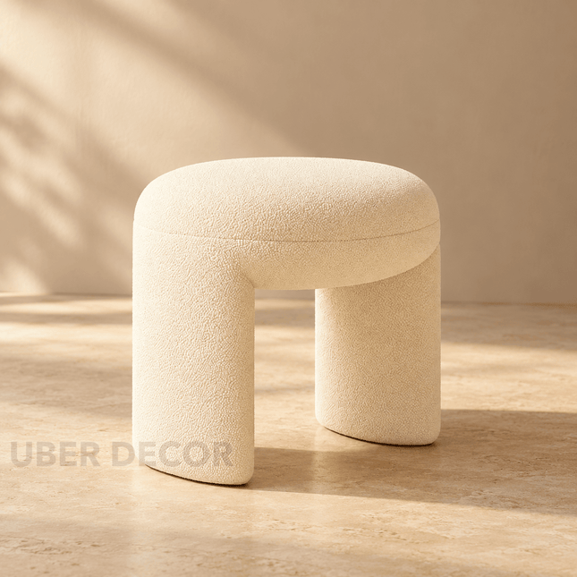 Trilo Form Vanity Stool Backless Makeup Accent Chair Modern Minimalist Sculptural Seating for Bedroom and Dressing Room Interiors