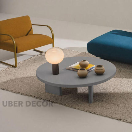 Potomac Modern Round Minimalist Glossy Center Table with Three-Panel Base for Living Room