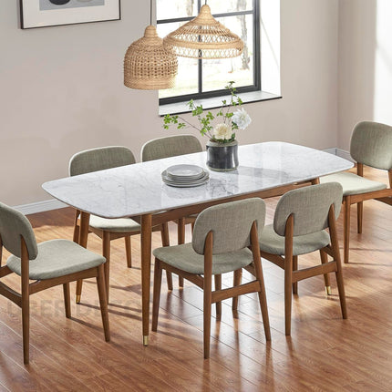 Truehome Dining Table Elegant Marble Top with Solid Wood Base Contemporary European Inspired Dining Table for Dining Room Kitchen and Living Spaces