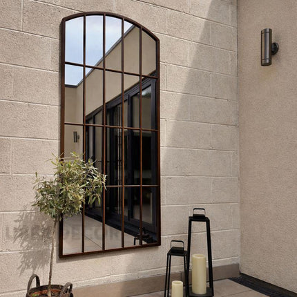 ReflectBow- Soft Arched Top Full Length Window Style Metal Framed Large Size Mirror for, Bedroom, Living Room or Outdoor