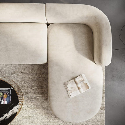 Rome Curved Sectional Sofa with Chaise Japandi Modern Minimalist Sofa for Living Room & Lounge
