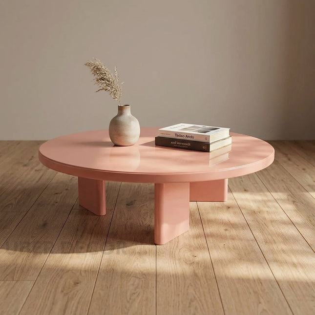 Potomac Modern Round Minimalist Glossy Center Table with Three-Panel Base for Living Room