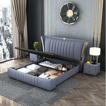 Nocturne Crest bed – angled view showing wingback silhouette