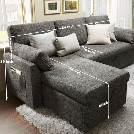 Tuscany Sleeper Sofa- Convertible Sofa Bed with Pull Out Couch with Storage Space for Bed Room, Guest Room or Living Room - Uber Decor