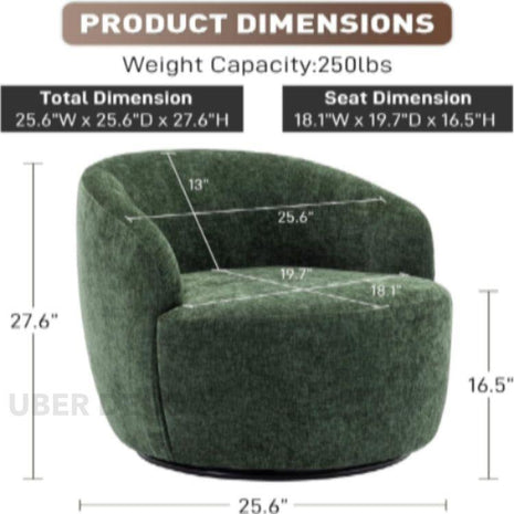 Velora- Boucle Upholstered 360 Revolving Swivel Accent Chair with Low Back and Round Base - Uber Decor