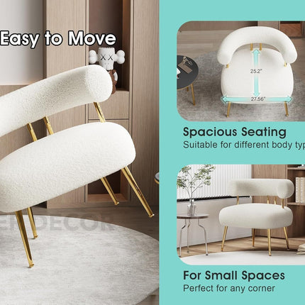 LuxeLamb Boucle Armchair – Modern Single Sofa for Living Room, Bedroom & Luxury Reception Areas