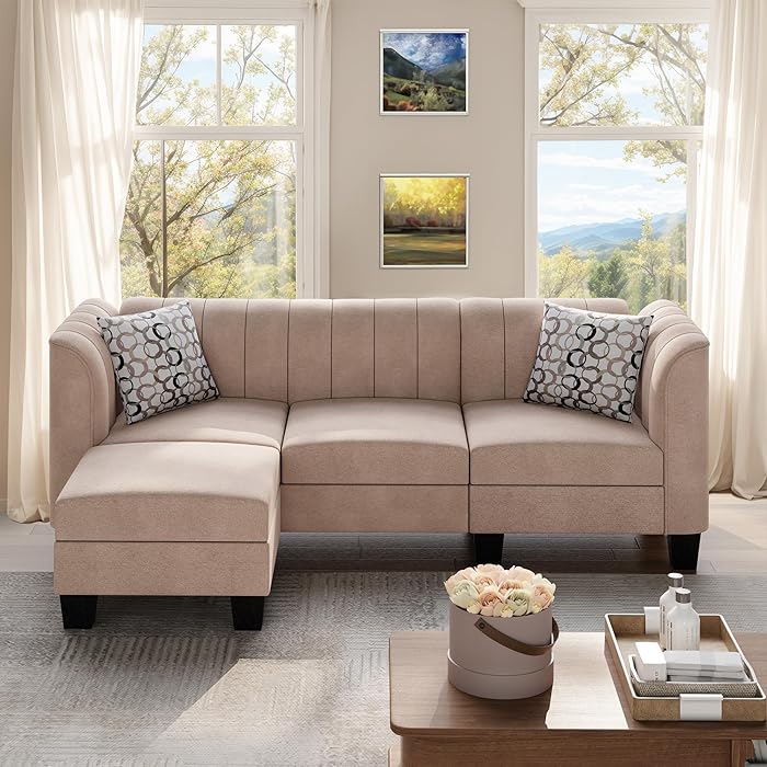 Casablanca 78" Sectional Sofa- Small 3-Seat L Shaped Convertible Sofa Couch with Chaise for Small Spaces