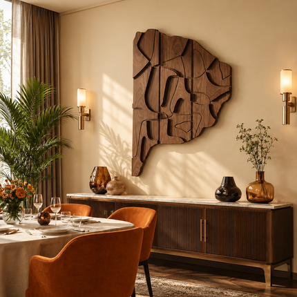 Carved Terrain Rhythm Japandi Wooden  Wall Art – Relief for Living Room