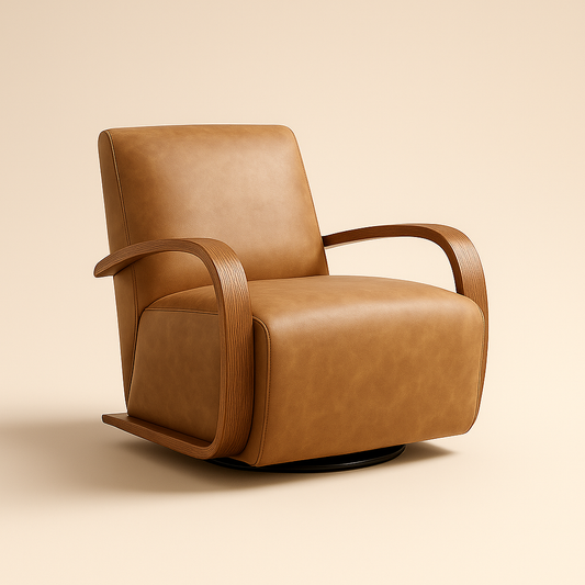 BREHANA – Mid-Century Modern Accent Armchair with Sculpted Wooden Arms
