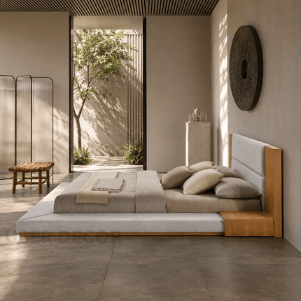 MahoganySlate Ultra-Low Modern Platform Customisable Bed for Luxe Bedrooms