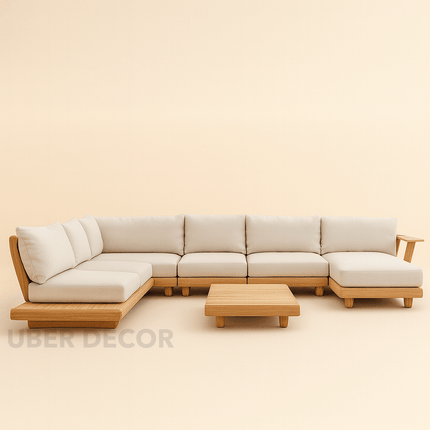 Nairobi Sectional Sofa with Chaise Modern Japandi Solid Wood Frame Sofa