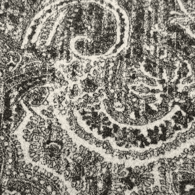 Singapora - Textured Suede Upholstery Fabric - Black & Ivory Paisley