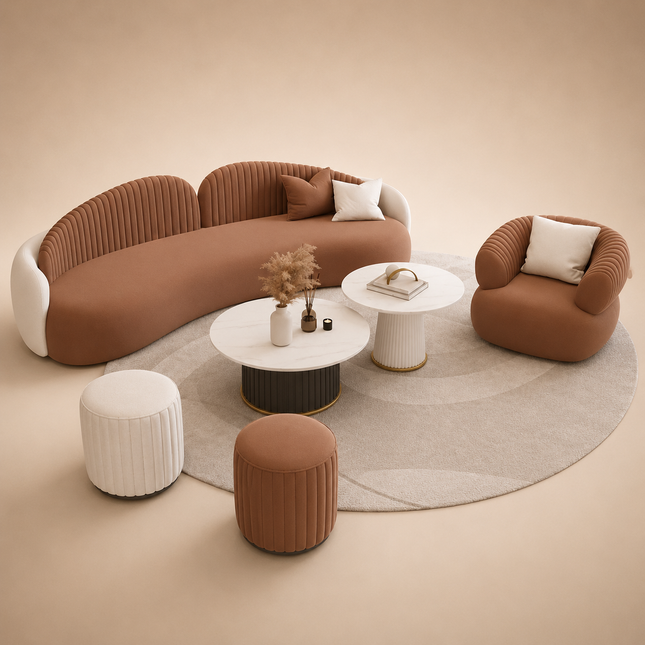 Bristol Luxury Modern Curved Sofa with Channel Tufted Backrest Customisable Designer Couch for Living Room