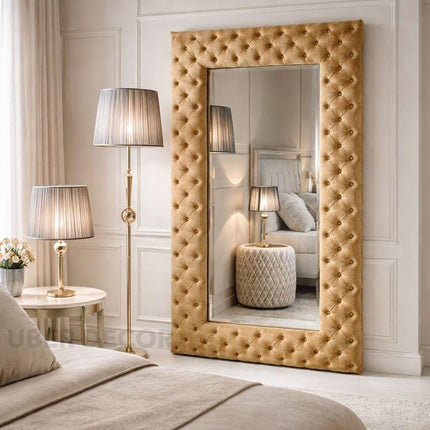 Classic Chesterfield Tufted Full-Length Upholstered Bedroom Mirror- Luxury Mirror