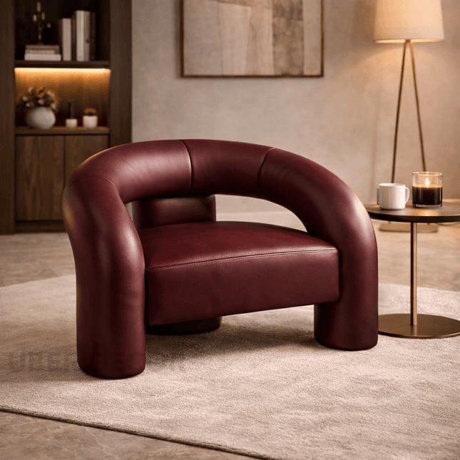 Zagora Nordic Accent Chair – Minimalist Wood-Framed Puff Seat for Living Room, Bedroom, Balcony & Reception Spaces