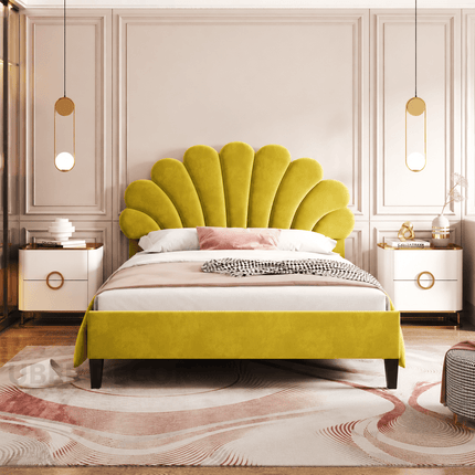 Blush Petal Bed – Floral Headboard Luxury Designer Bed