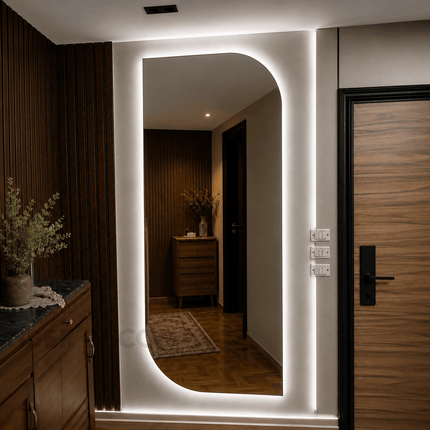 Clover LED Dressing Mirror – Frameless Front Lit or Back Lit Mirror for Bedroom & Vanity
