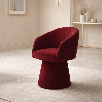 Lumi Modern Barrel Chair with Curved Silhouette and Sculptural Base Ideal for Living Room Lounge or Dining Spaces