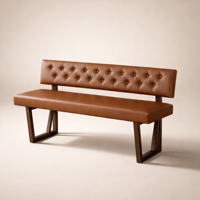 Nira Harmony Contemporary Solid Wood Bench with Backrest Modern Customisable Seating for Dining Living Lounge and Entryway