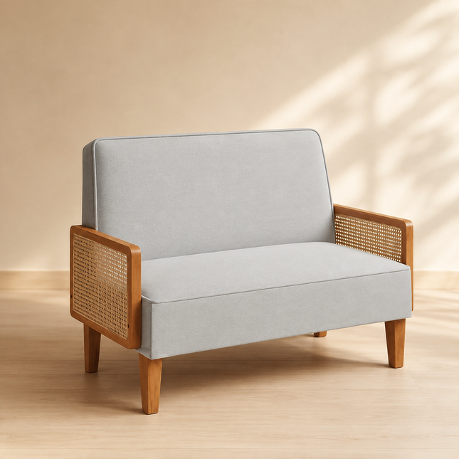 Ivara 43" 2-Seater Upholstered Couch Customisable Rattan Arm Modern Sofa for Living Room or Office