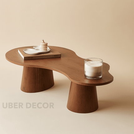 Vistula Mid Century Modern Japandi Coffee Table Scandinavian Freeform Center Table with Cylindrical Legs Custom Made for Living Room - Uber Decor