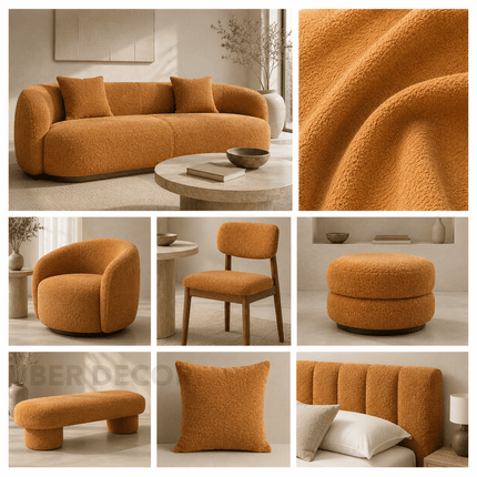 APOLLO - Boucle Upholstery Fabric- Maple