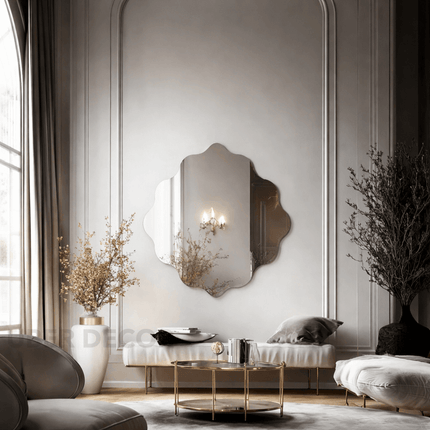 GlowRef Frameless HD Mirror – Scalloped Round Wall Mirror for Living Room, Bathroom & Entryway
