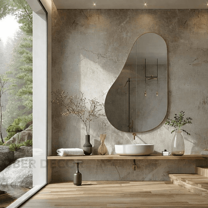 Nivae Frameless HD Mirror – Asymmetrical Wall Mirror for Bathroom, Entryway & Living Room Modern Home Accent for Chic Interiors