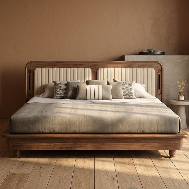 SheeshamNest Contemporary Modern Upholstered Platform Customisable Bed for Minimalist Bedroom